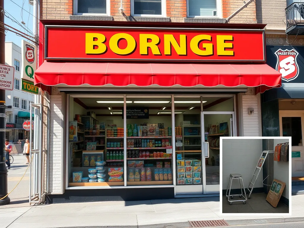 Neighborhood bodega and convenience store storefront